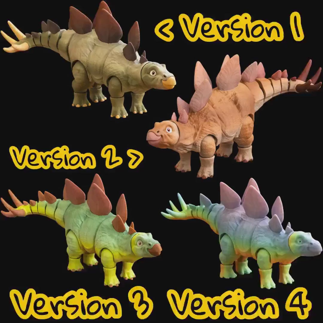 Articulated Dinosaur Toy, Posable Stegosaurus Figure in 4 Color Variations