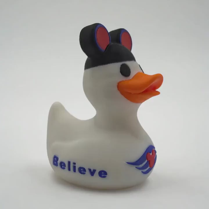 Disney Inspired Cruise Ducks White & Black, Collectible Cabin Decoration, Mickey Ears, Custom Ship Name