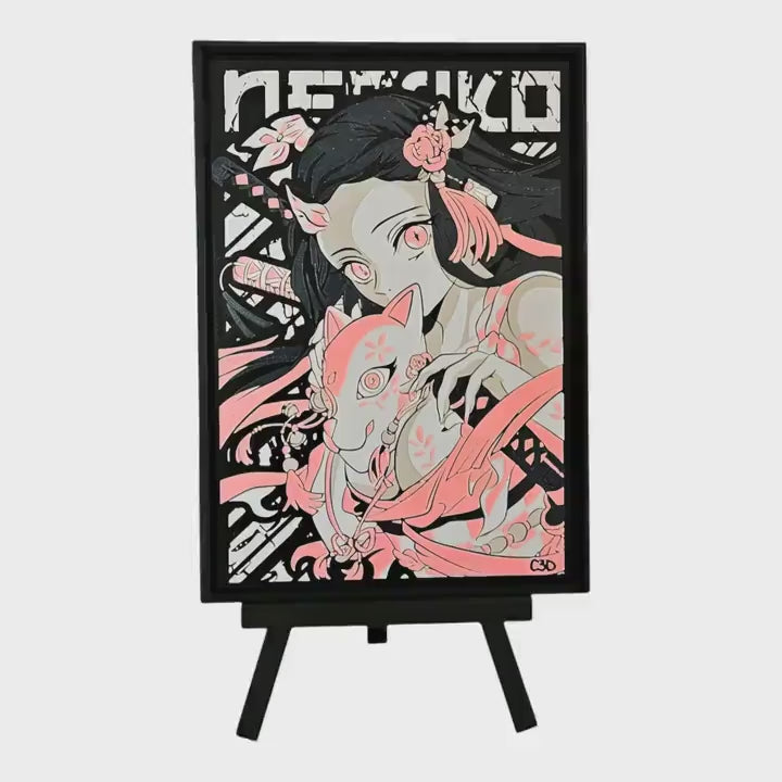 Nezuko Kamado Art Hueforge Decor Demon Slayer 3D  Anime Gift Framed Painting