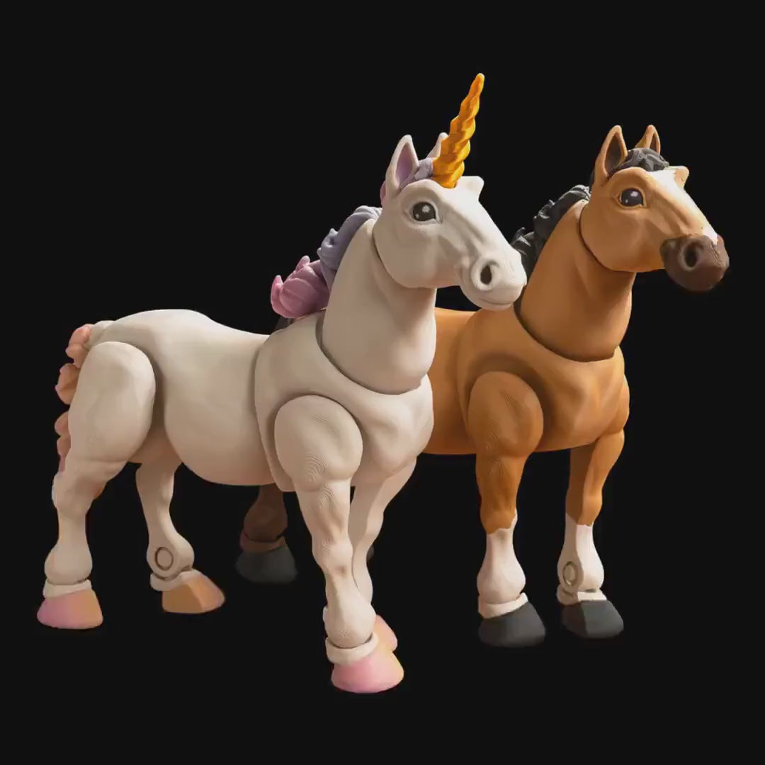 Movable Unicorn 3D Printed Figure, Articulated Fantasy Creature for Play and Display