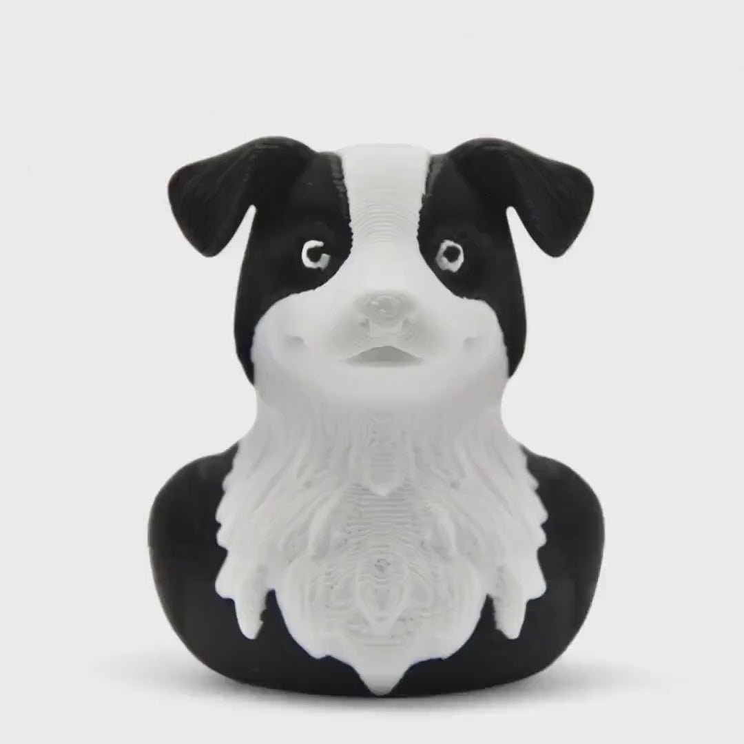 Border Collie Duck 3D Printed Figure, Custom Made Pet Toy for Desk Decor