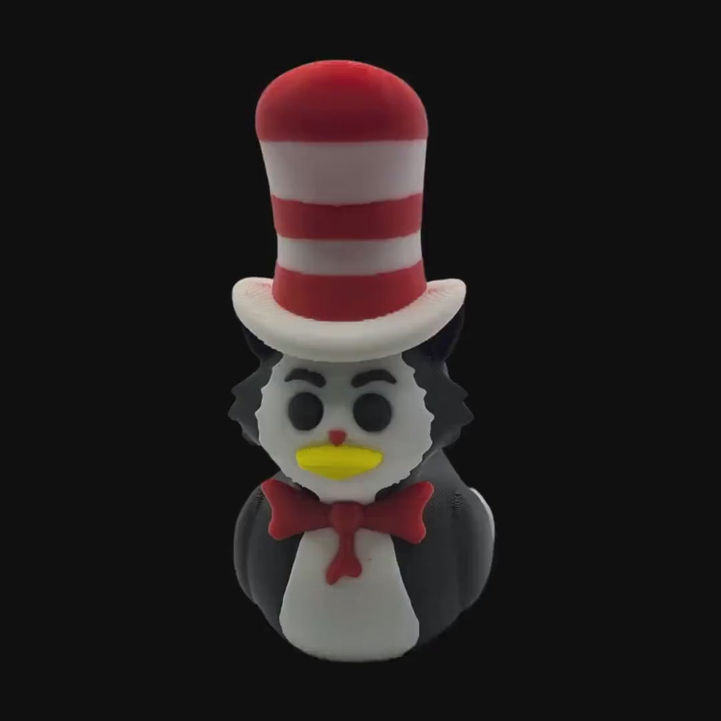 Character Duck Figurine Set, Cat in the Hat and Thing 1 & 2 3D Printed Kids' Room Decor