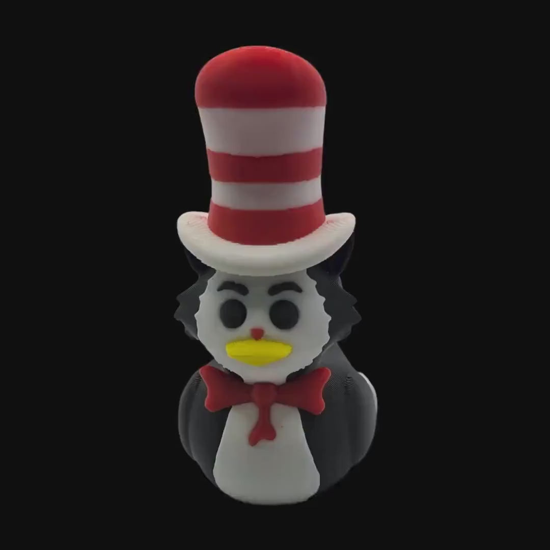 Character Duck Figurine Set, Cat in the Hat and Thing 1 & 2 3D Printed Kids' Room Decor