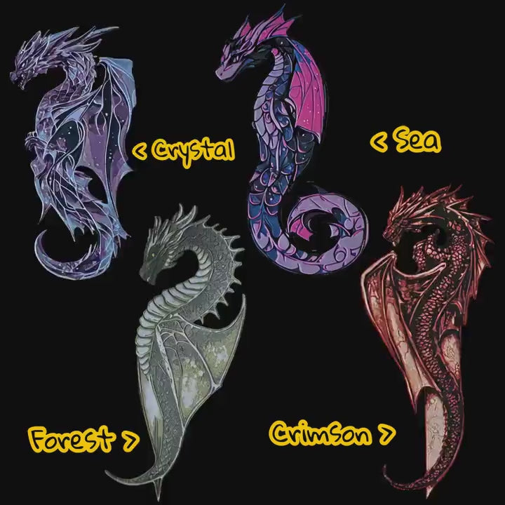 Wyvern Dragon Bookmarkes Set  #1 Crystal, # 2 Sea, #3 Crimson and #4 Forest