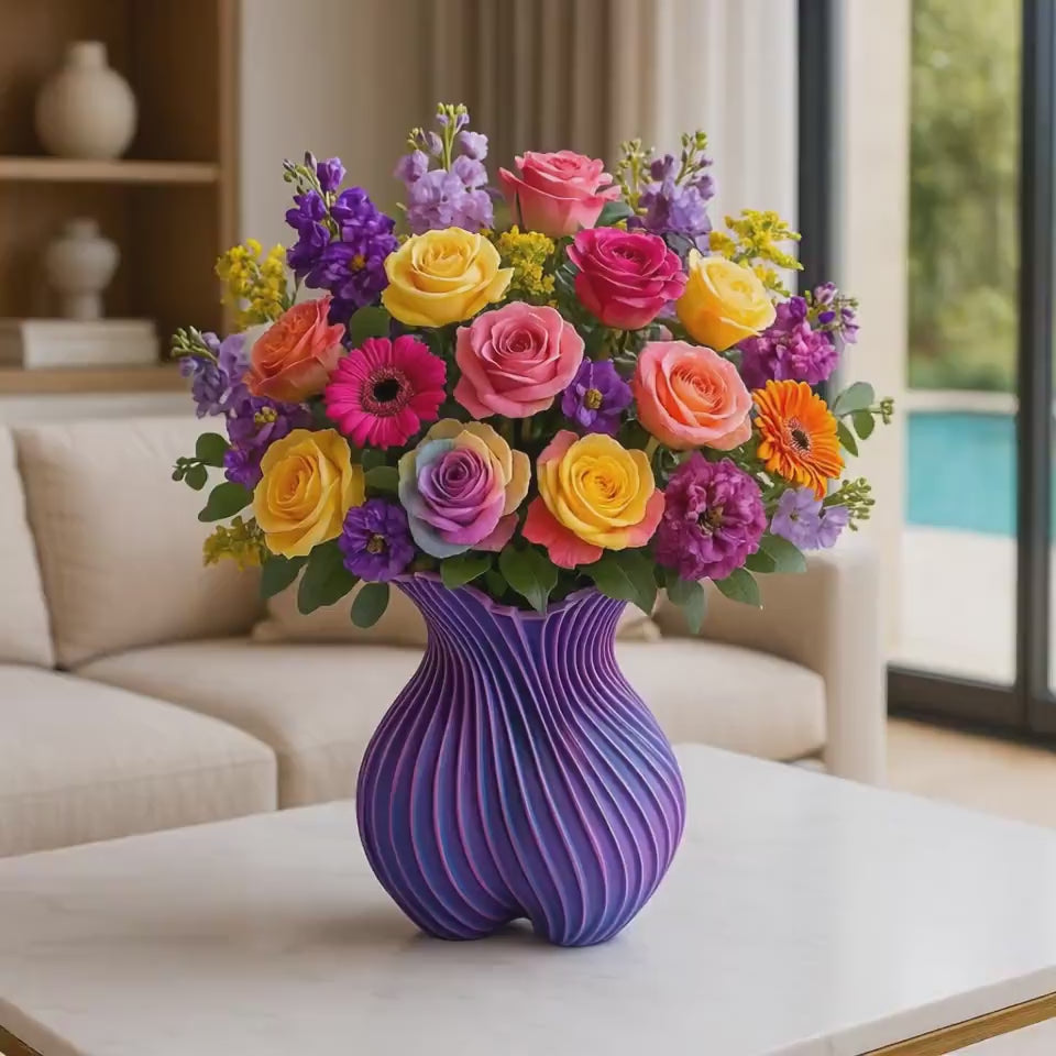 Heart Shaped Vase, 3D Printed Home Accent with Spiral Design in Multiple Colors
