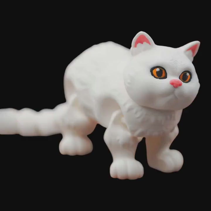 White British Shorthair Posable Articulated Cat Figure Collectible For Animal Lover collections
