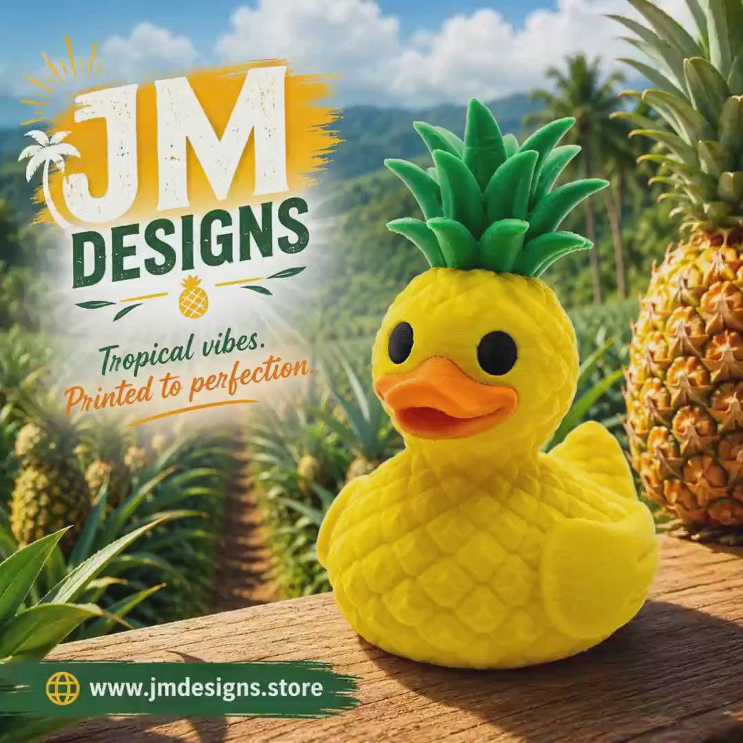 Pineapple Duck Figurine, Tropical Desk Mascot with Fun Beach Vibes
