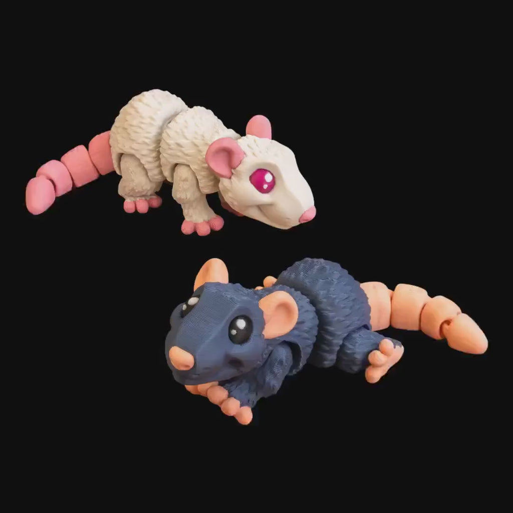 Articulated Rat Figurine, 3D Printed Toy with Movable Joints and Custom Colors