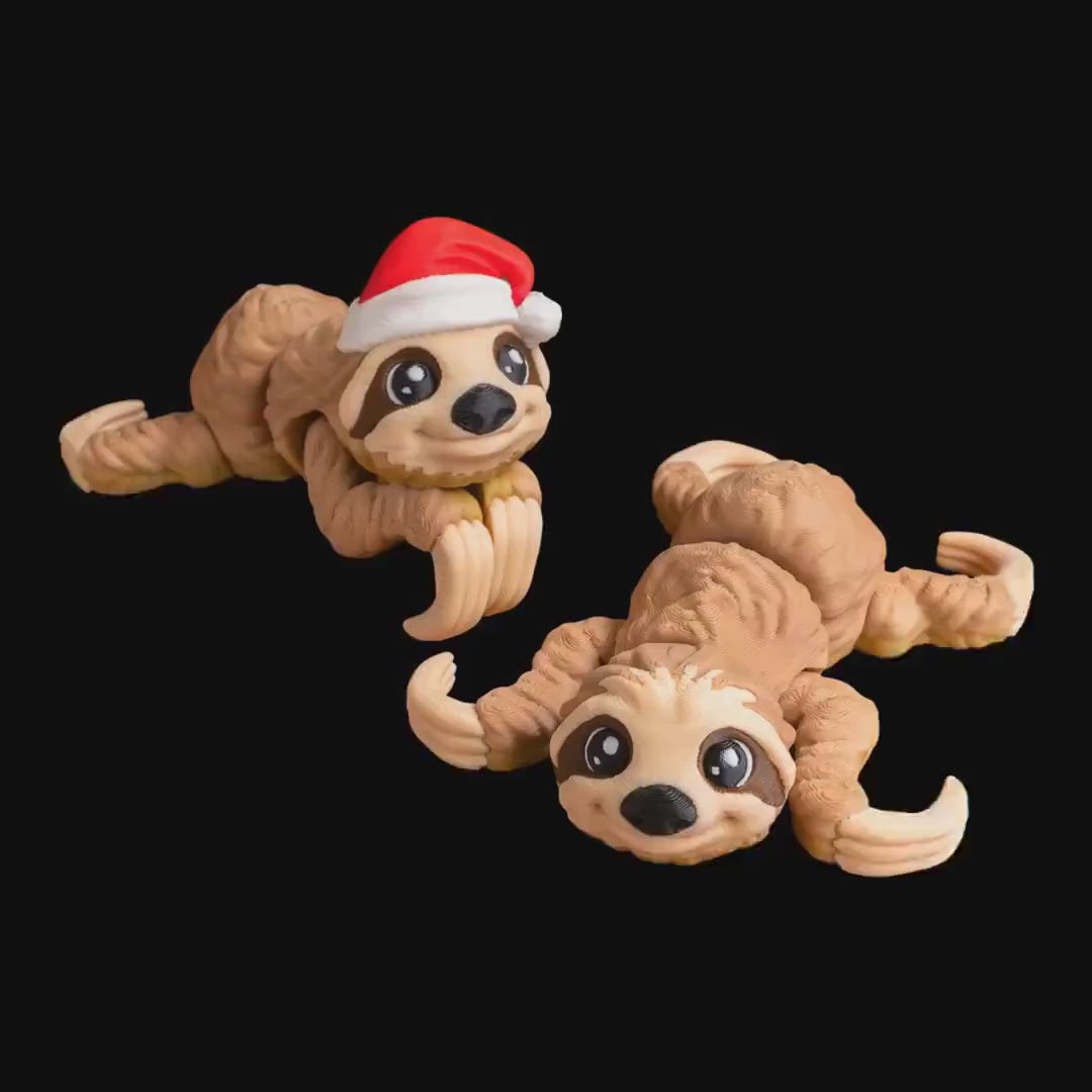 Articulated Sloth Figurine, 3D Printed Desk Accessory with Movable Joints