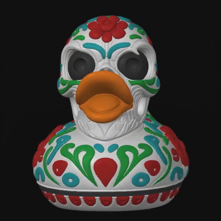Sugar Skull Duck Multicolor Shelf Ornament Mexican Art Cultural Day Of Dead Car Dash
