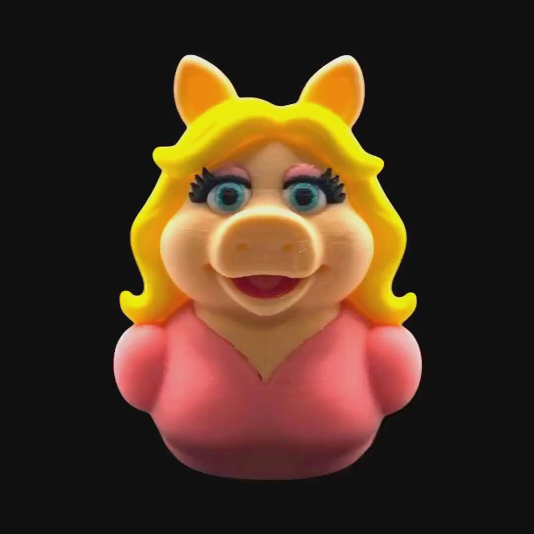 Miss Piggy Inspired 3D Printed Duck Figurine, Quirky Character Statue