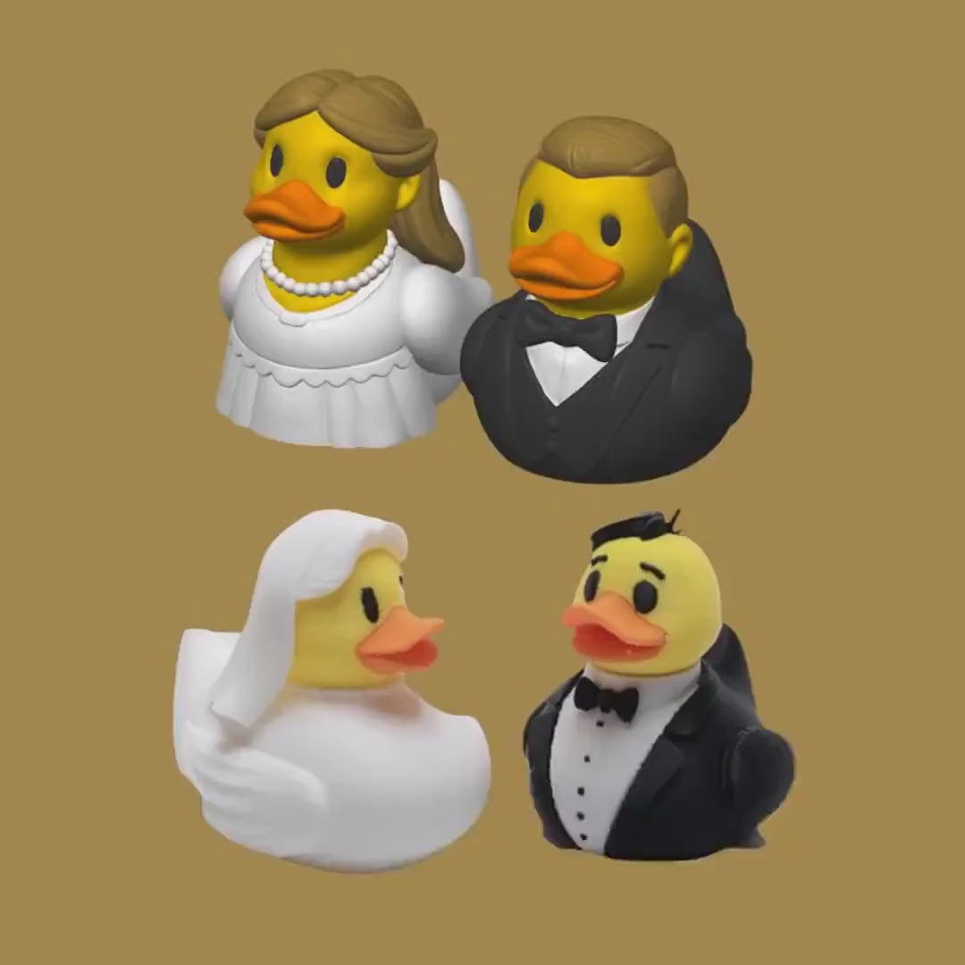 Bride & Groom Duck Wedding Cake Topper, Keepsake Set for Newlyweds