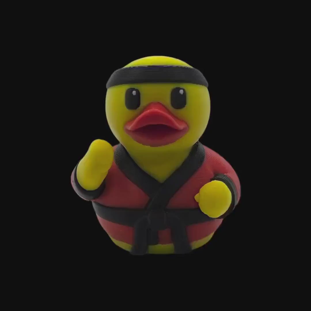 Karate Duck Figurine, 3D Printed Martial Arts Decor in Red or Black Uniform