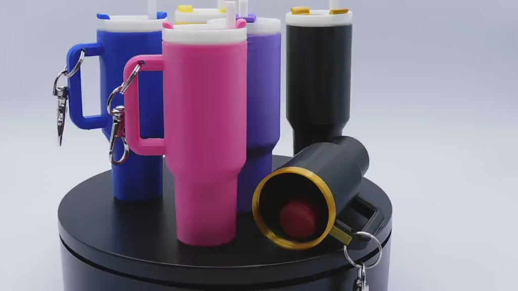Mini Tumbler Keychain Chapstick Holder with Removable Lid, Portable Lip Balm Accessory