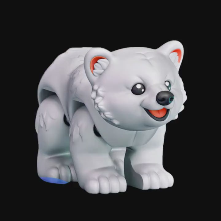 Posable Articulated white Polar Bear Figurine Animal Toy Desk Ornament Educational Imaginative