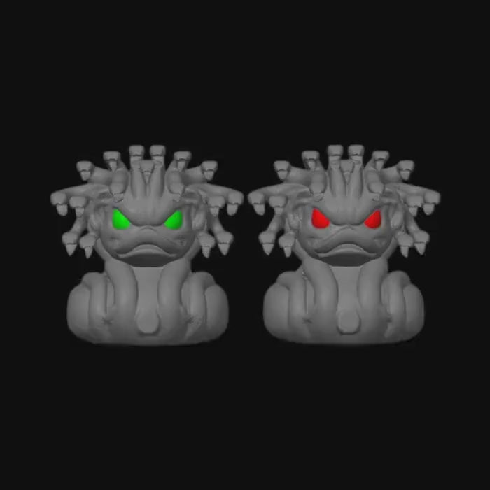 Gray Medusa Duck Figure for Display Gothic Monster Design with Glowing Eyes Spooky Halloween