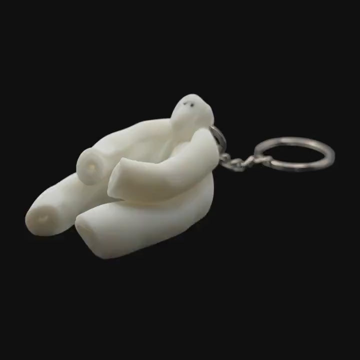White Sitting Monkey Towel Animal Keychain Cruise Souvenir Charm Accessory Travel Memento Vacation Keepsake