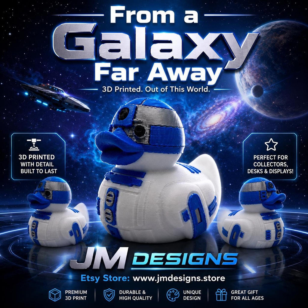 R2D2 Rubber Duck, 3D Printed Figure for Desk or Jeep Dashboard - JM Designs