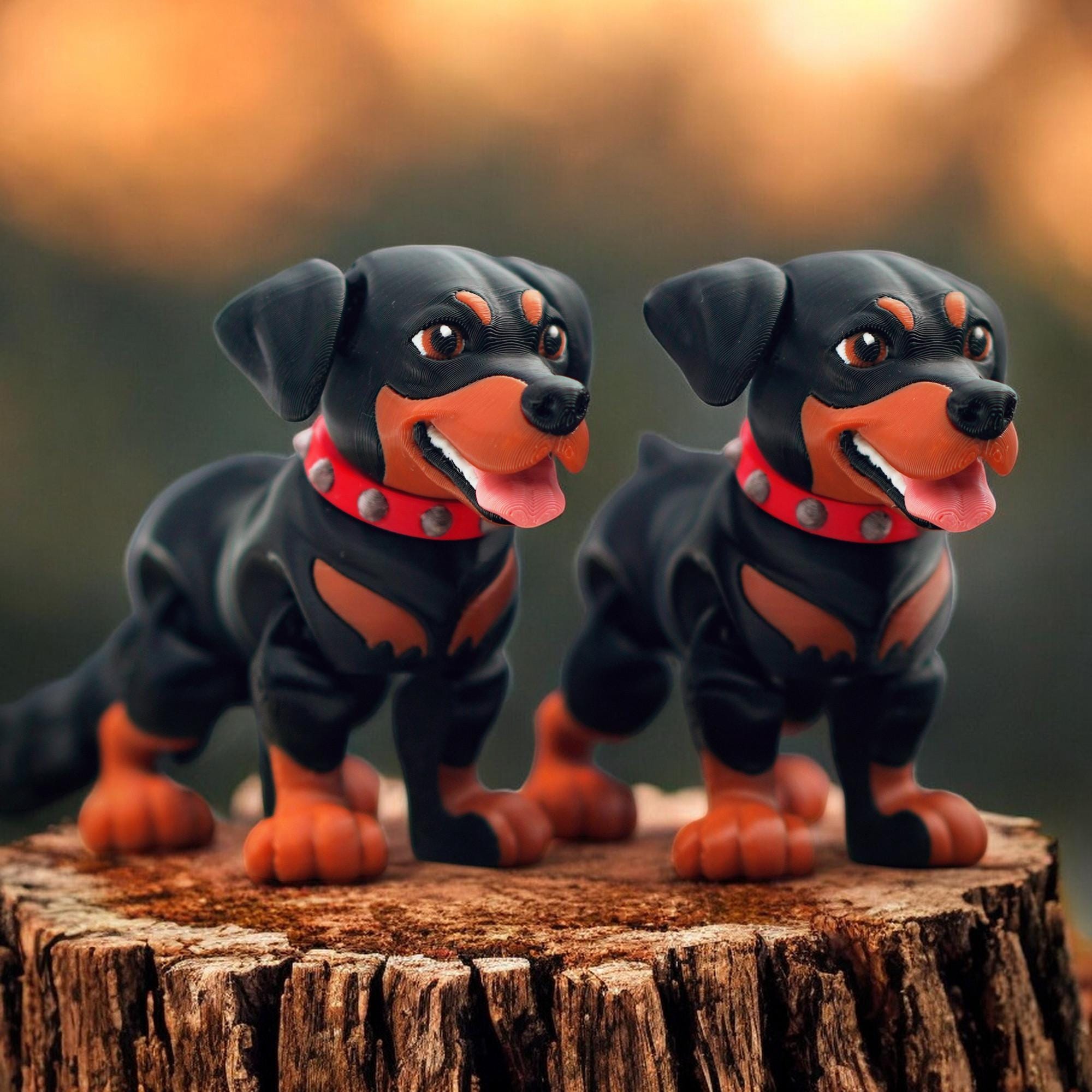 Rottweiler Figurine, Articulated 3D Printed Dog Keepsake for Dog Lovers - JM Designs