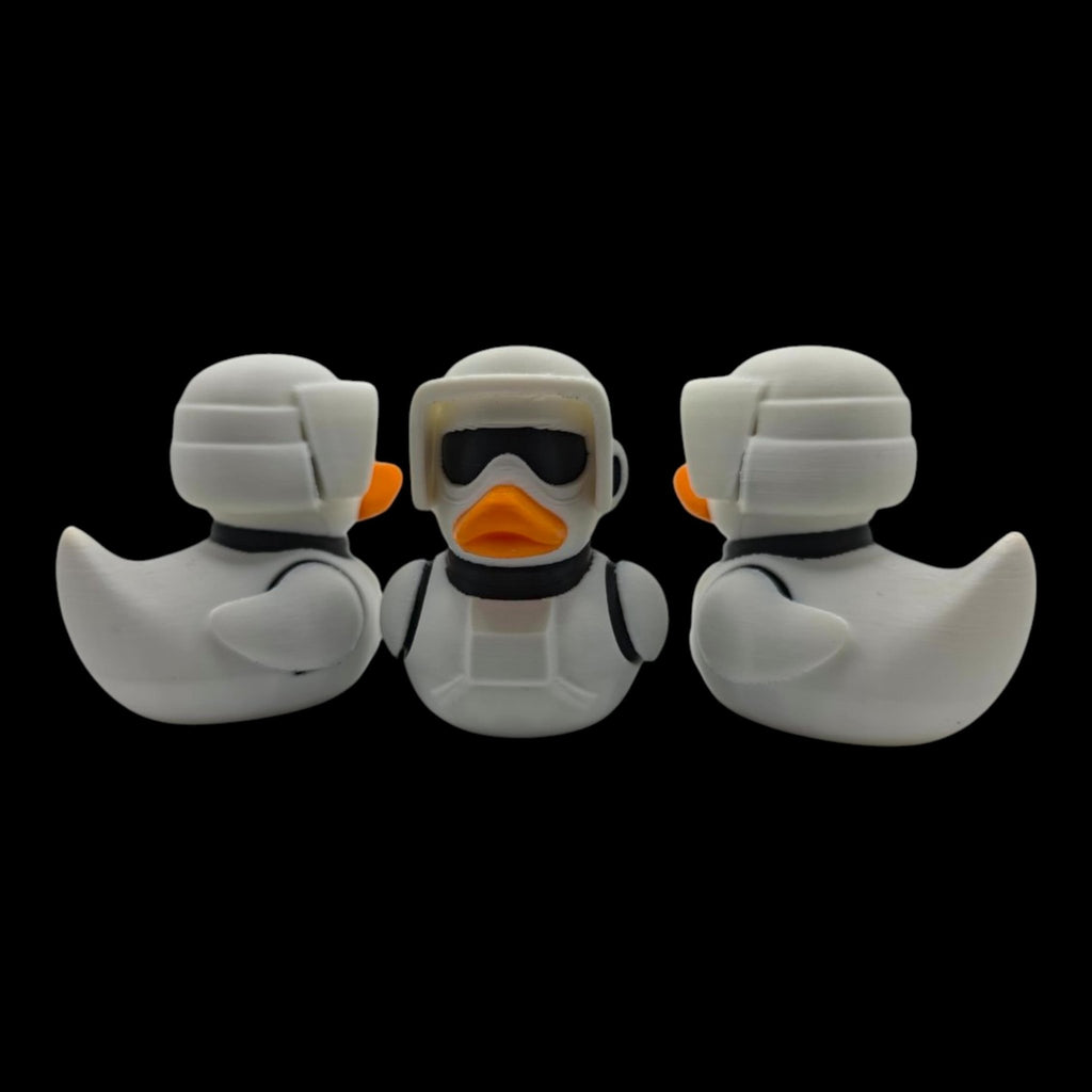 Scout Trooper Duck Star Wars Inspired Collectible Duckies Sci Fi Armor Helmet Cruise Jeep Dashboard Companion - JM Designs
