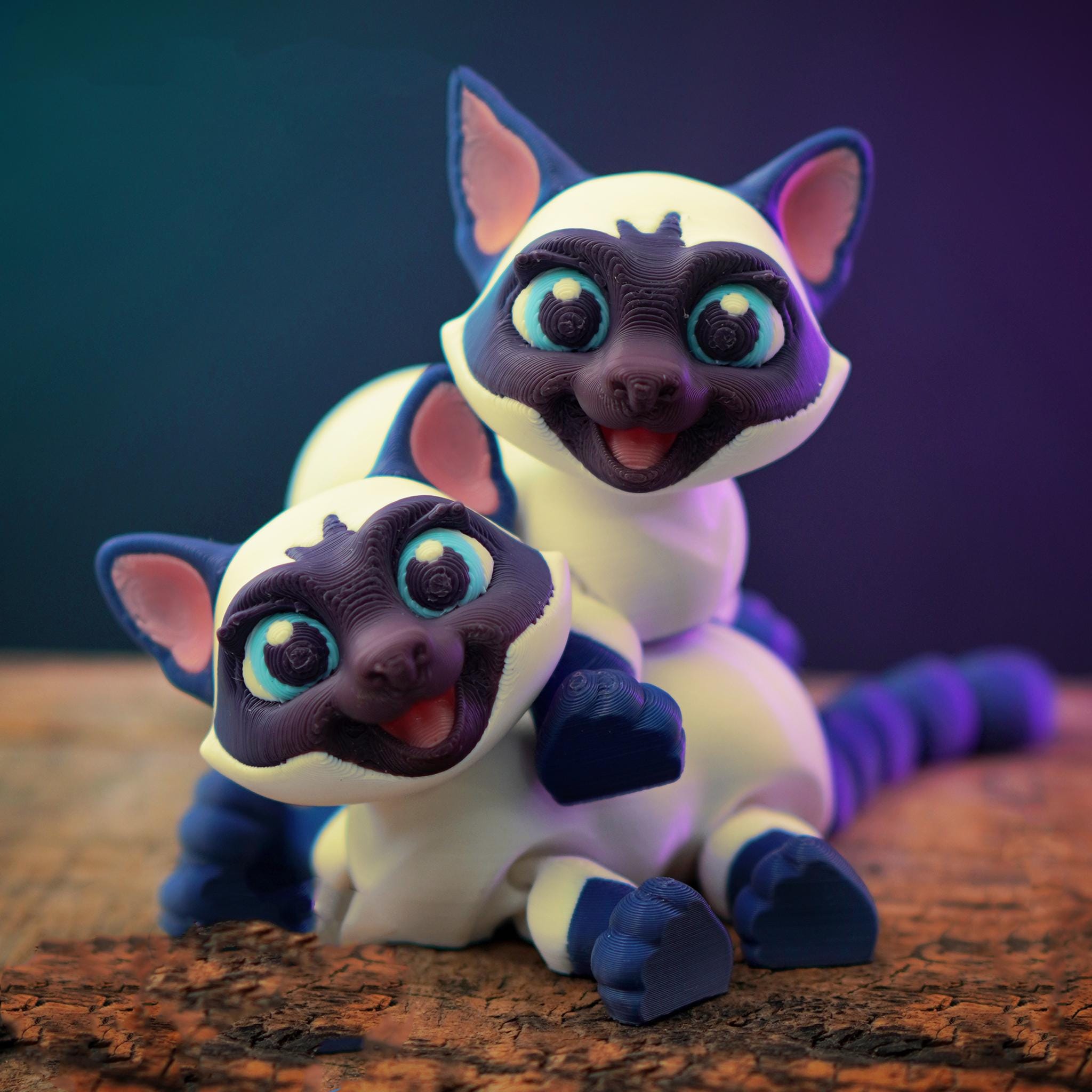 Siamese Cat Figurine, Customizable 3D Printed Cat Decor for Collectors - JM Designs