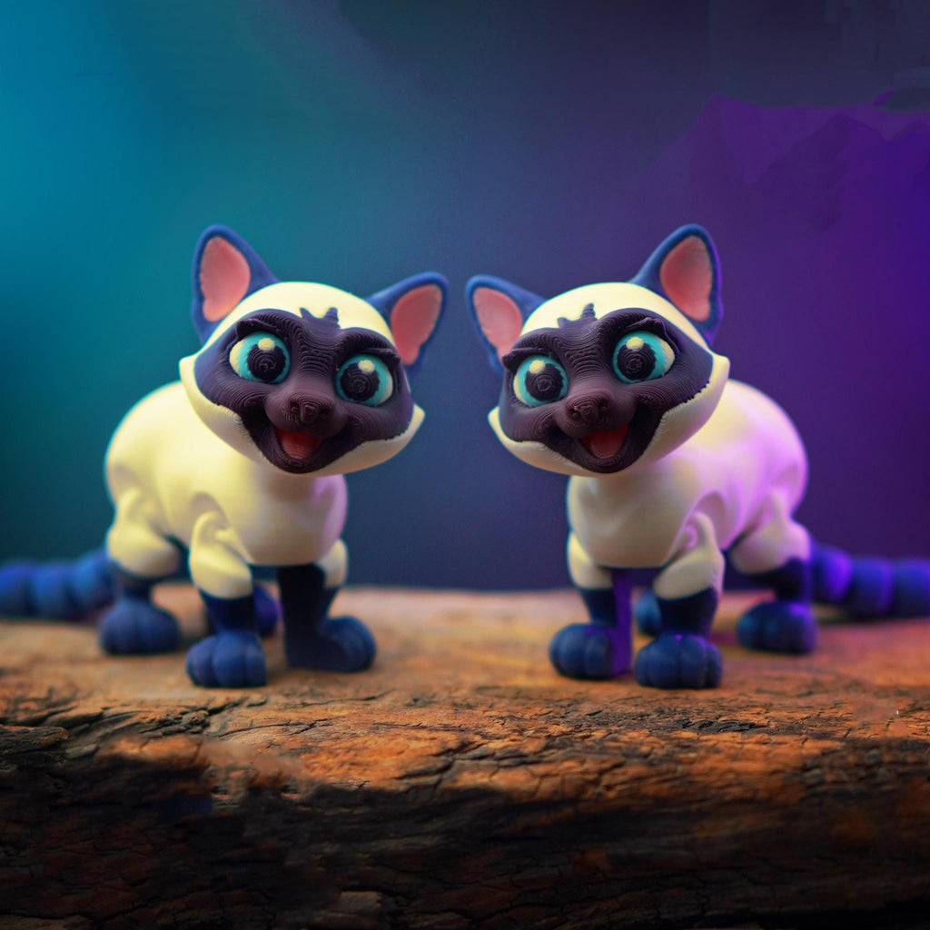 Siamese Cat Figurine, Customizable 3D Printed Cat Decor for Collectors - JM Designs