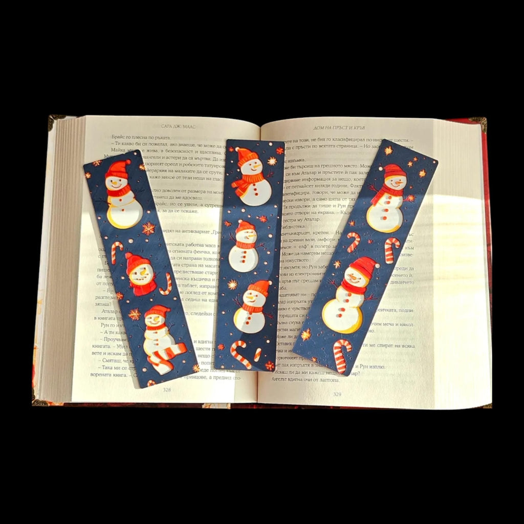 Snowman Bookmark Set, 3D Printed Holiday for Winter Reading - JM Designs