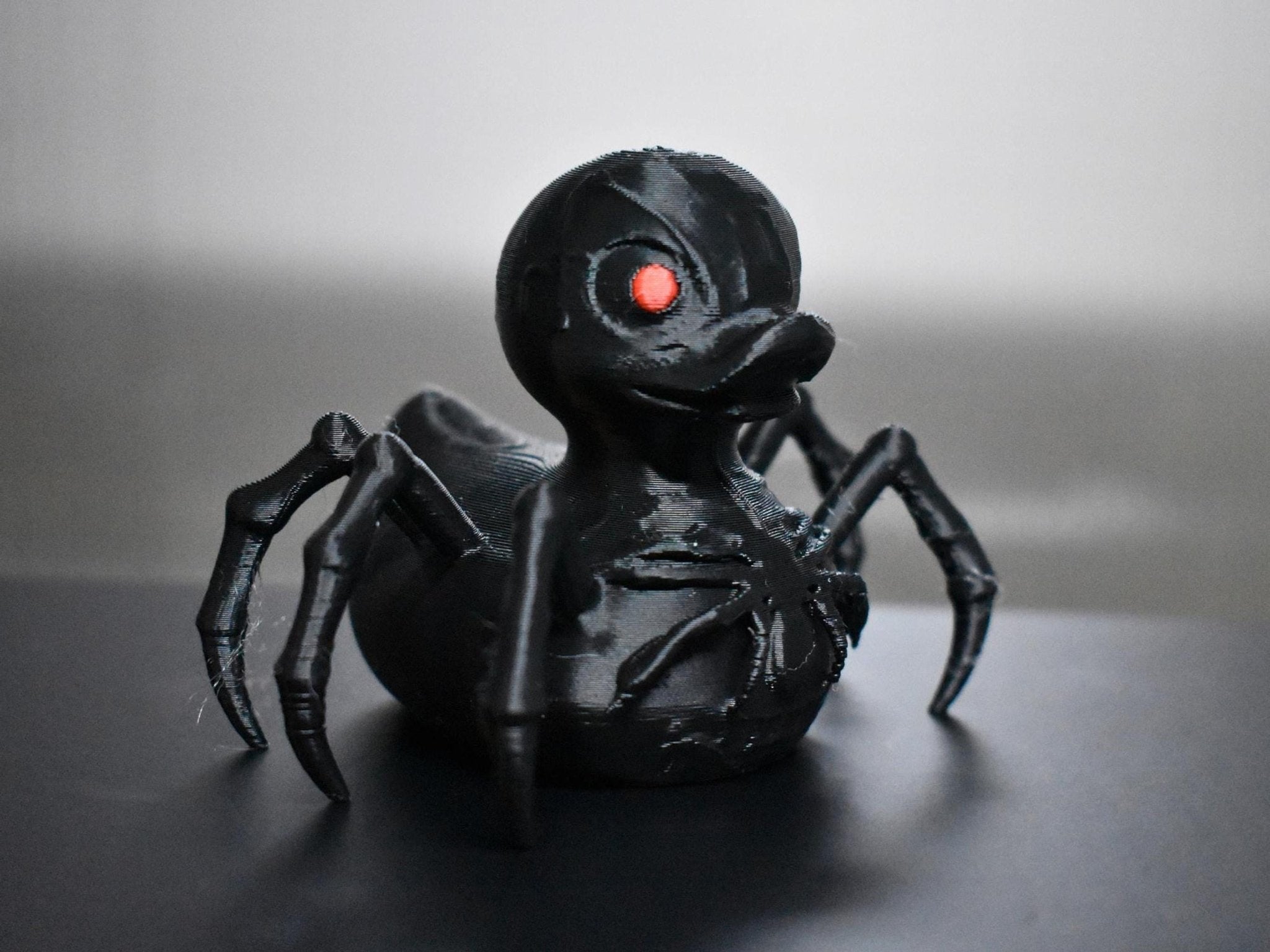 Spider Duck Figurine, Gothic Style 3D Printed Desk Decoration with Creepy Doll Design - JM Designs