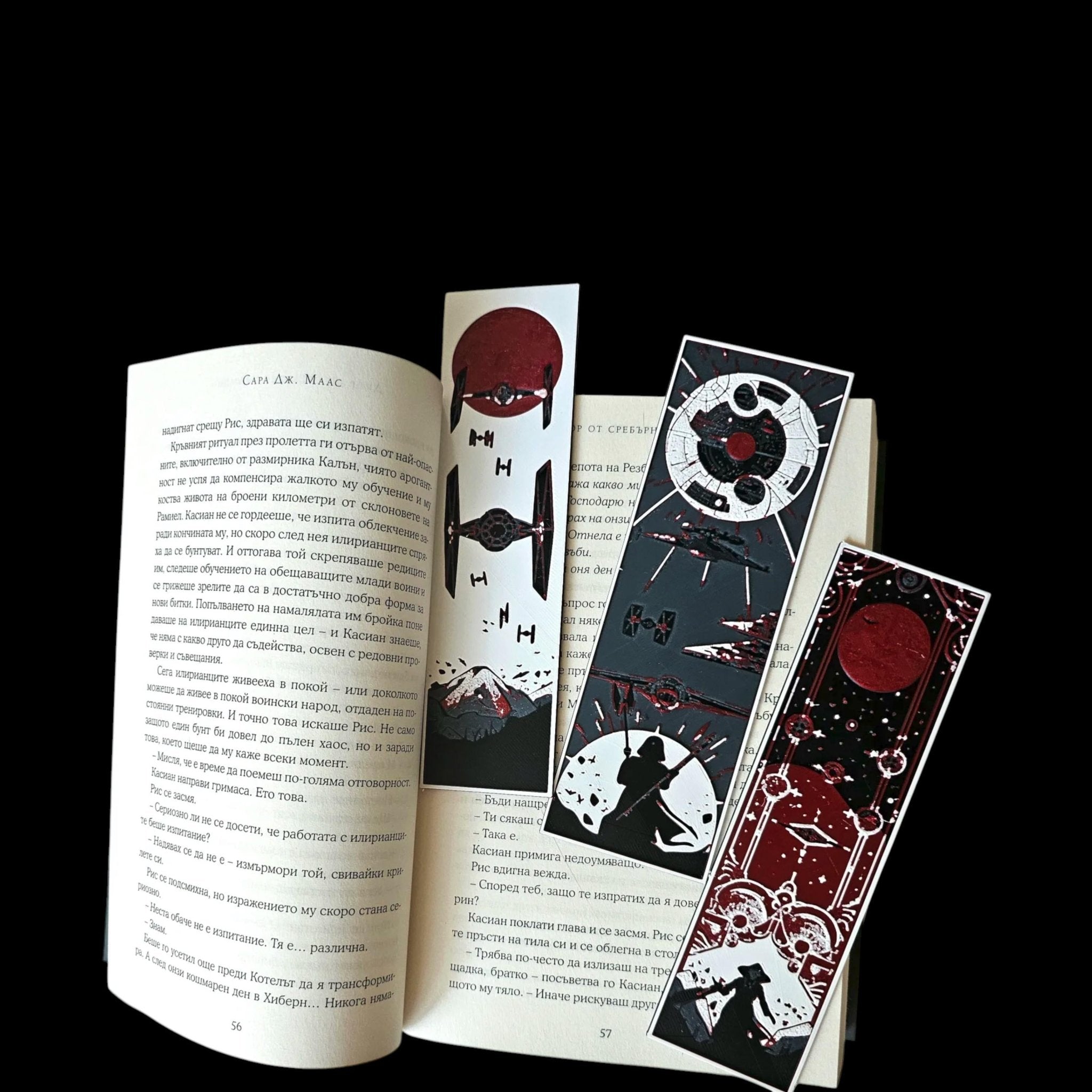Star Wars Bookmarks Set, 3D Printed Tie Fighter, Death and Vader - JM Designs