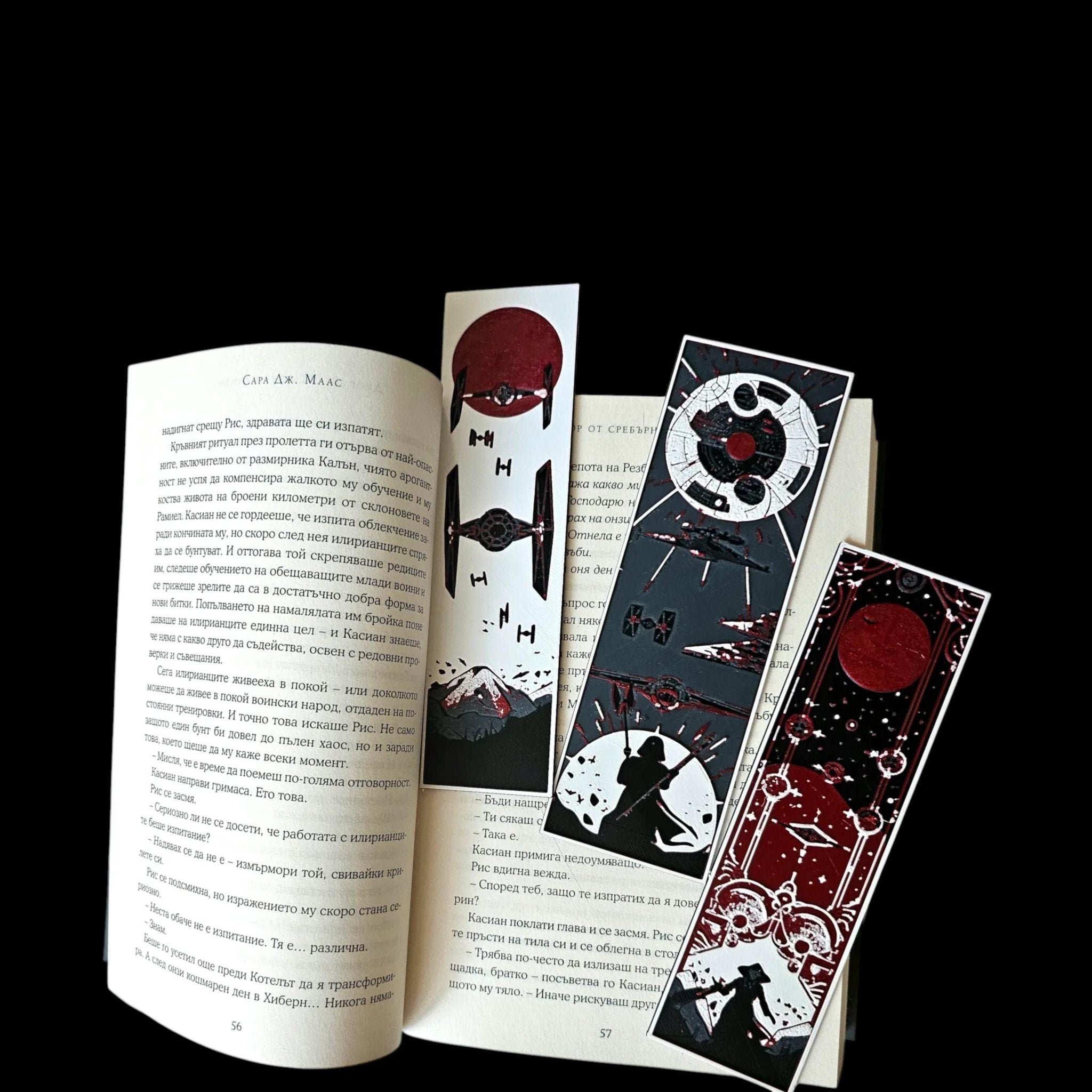 Star Wars Bookmarks Set, 3D Printed Tie Fighter, Death and Vader - JM Designs