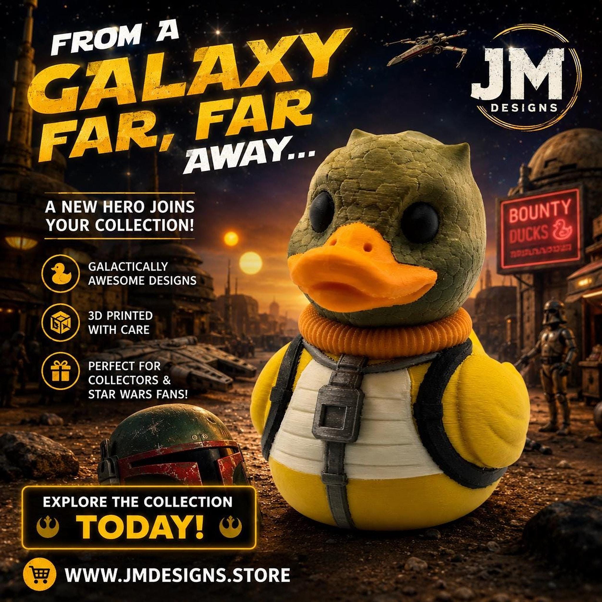 Star Wars Duck Bounty Hunter Bossk Figure Mashup, Desk Accessory - JM Designs