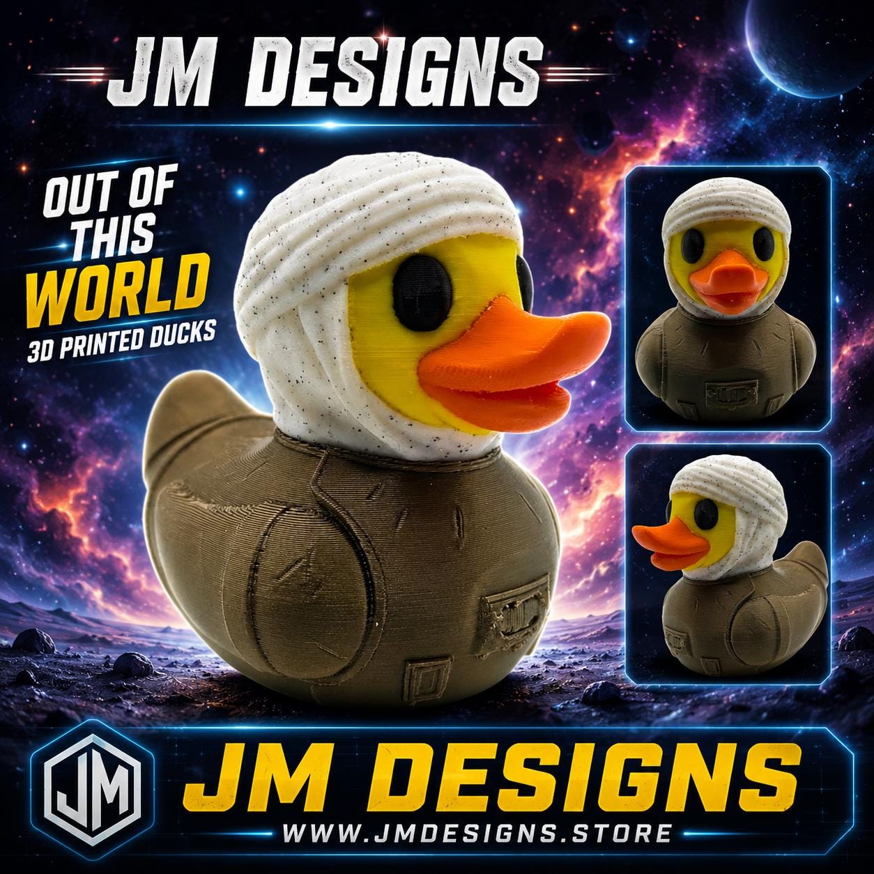 Star Wars Duck Bounty Hunter Dengar Collectible Duckies Cruise Jeep Ducking Dashboard Space Galactic Fan Shelf Display - JM Designs