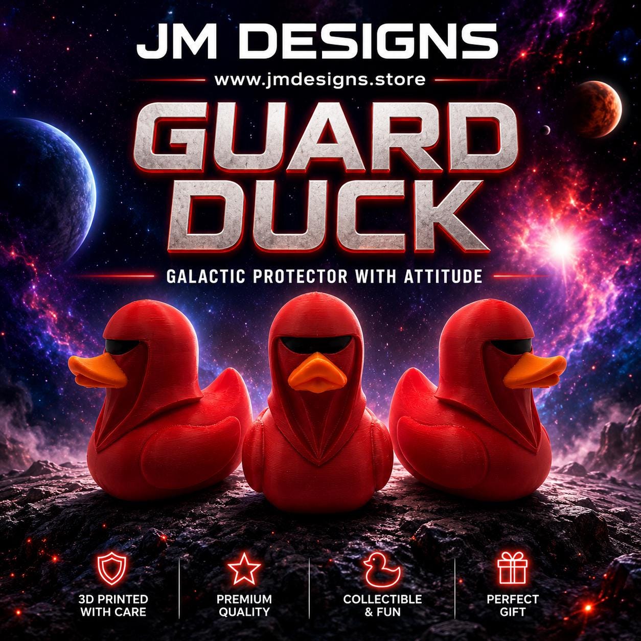 Star Wars Royal Guard Inspired Duck Bathroom Decoration Desk Accessory Nerdy Collectible Figurine - JM Designs