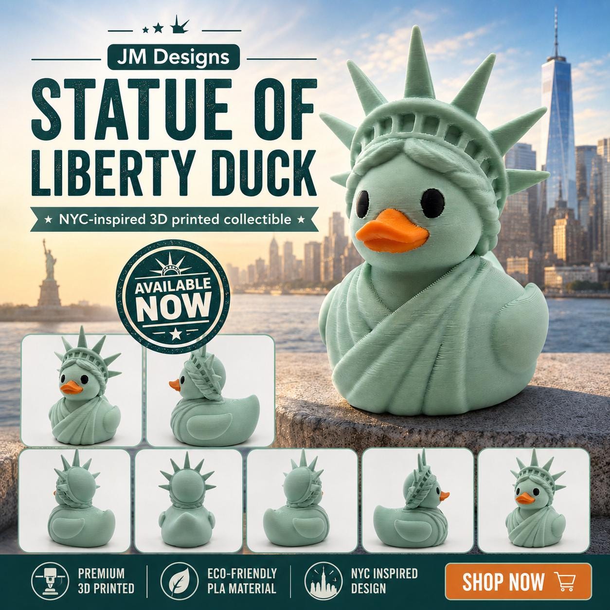 Statue of Liberty Duck Cruise line Figurine Patriotic Gift Jeep Ducking Tradition Keepsake Americana Dashboard - JM Designs