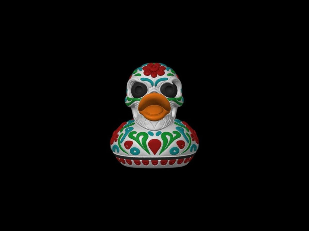Sugar Skull Duck Bathroom Decor, Colorful Day of the Dead Shelf Ornament - JM Designs