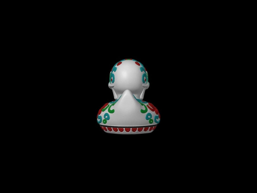 Sugar Skull Duck Bathroom Decor, Colorful Day of the Dead Shelf Ornament - JM Designs