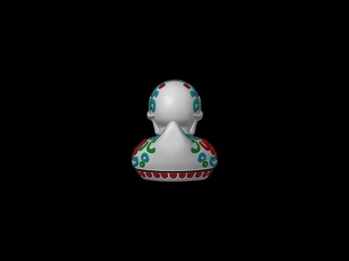 Sugar Skull Duck Bathroom Decor, Colorful Day of the Dead Shelf Ornament - JM Designs