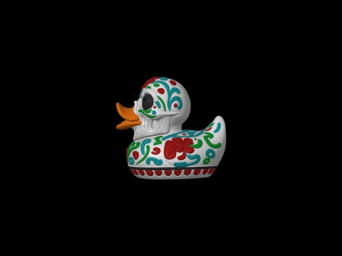 Sugar Skull Duck Bathroom Decor, Colorful Day of the Dead Shelf Ornament - JM Designs