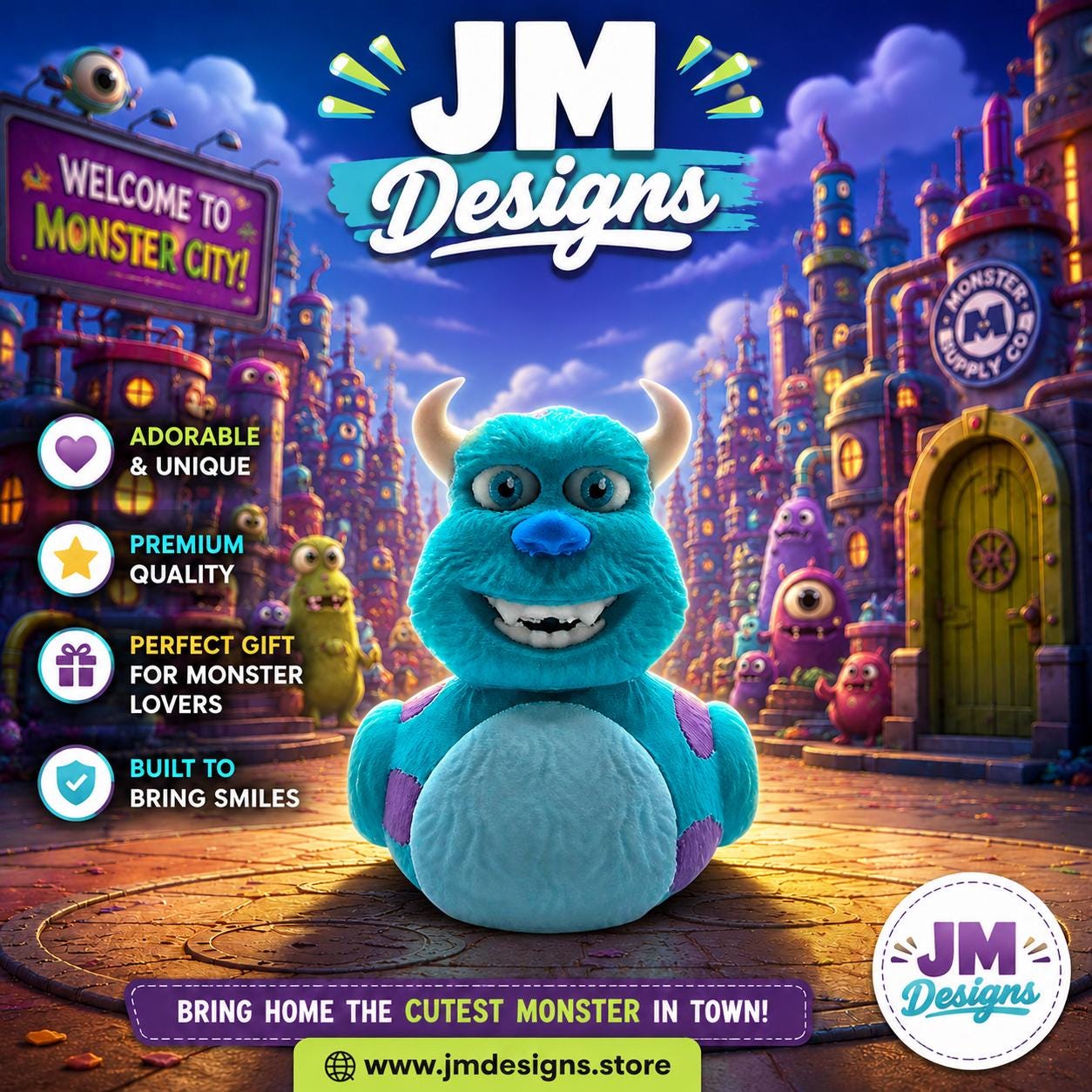 Sully Inspired Disney Duck Pixar Monsters Inc Character 3d Printed Dash Accessory - JM Designs