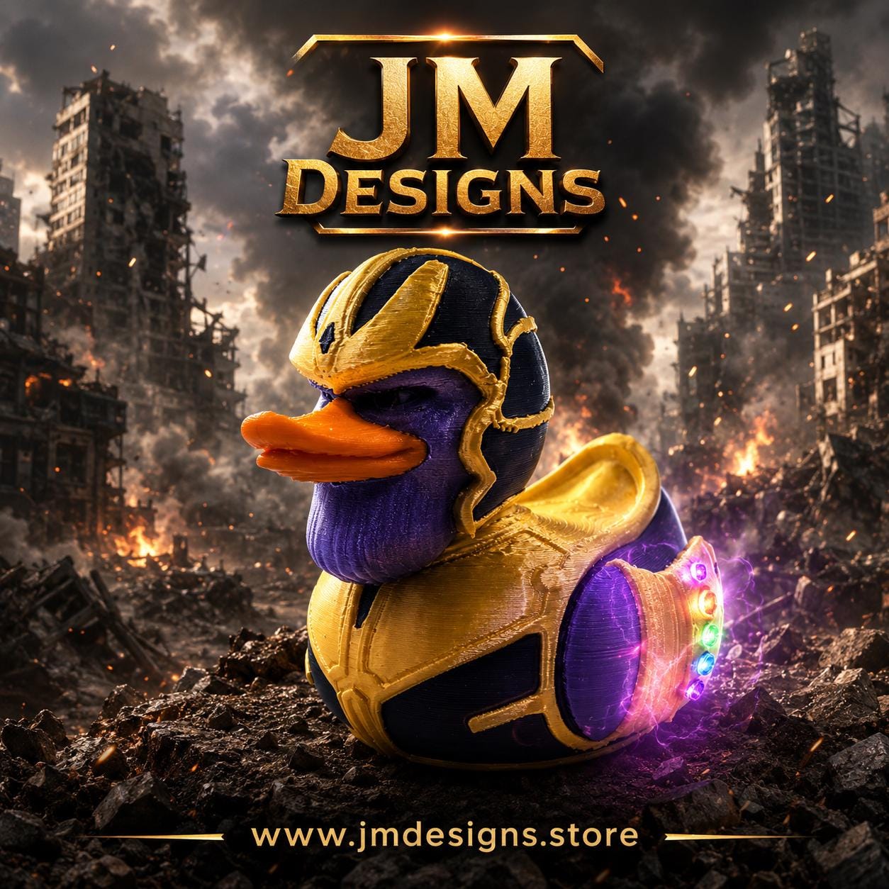 Thanos inspired Duck 3D Printed Marvel Collectible Figurine Statue Superhero Fan Desk Ornament Office Display - JM Designs