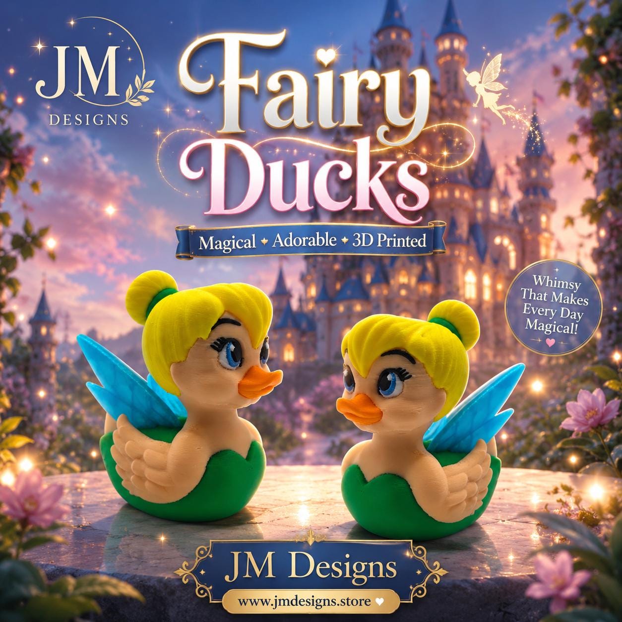 Tinker Bell Inspired Duck 3D Printed Fairy Statue Ornament Collectible Disney Cruise Fish Extender Pixie Dust - JM Designs