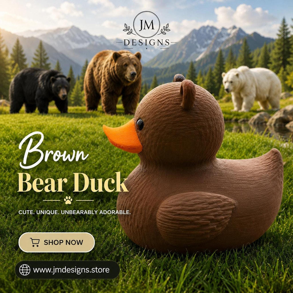 Toddler Bath Toy: 3D Printed Brown Bear Duck for Fun Time - JM Designs