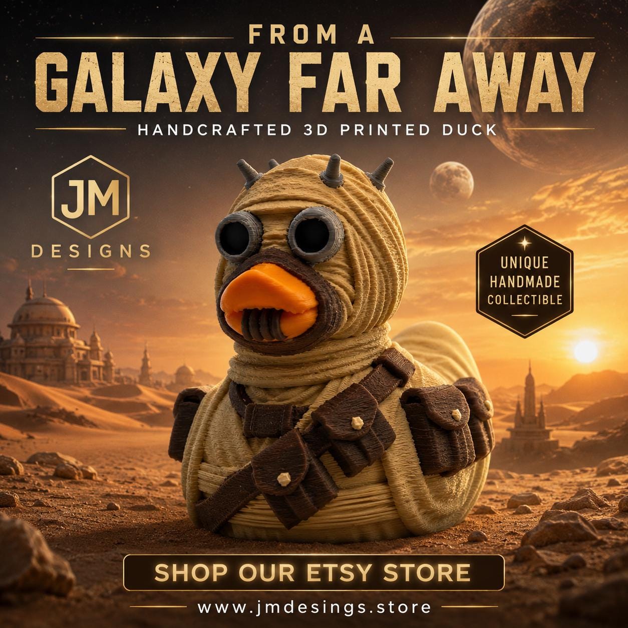 Tusken Raider Inspired Star Wars Duck Collectible Handmade Figurine Desk Decoration Display Item Cruise - JM Designs
