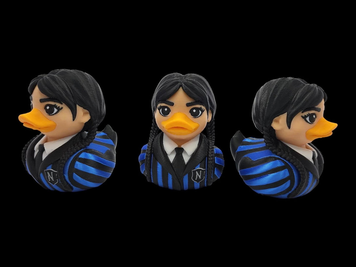 Wednesday Duck Figure, Gothic School Girl Design 3D Printed Collectible - JM Designs