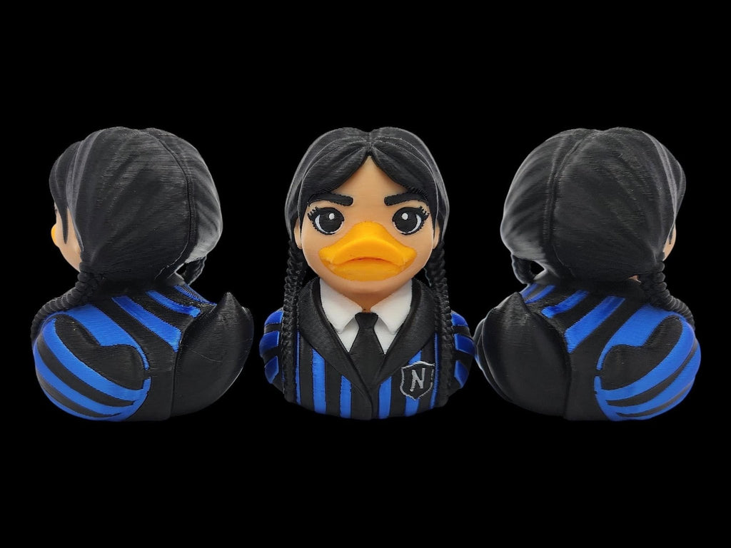 Wednesday Duck Figure, Gothic School Girl Design 3D Printed Collectible - JM Designs