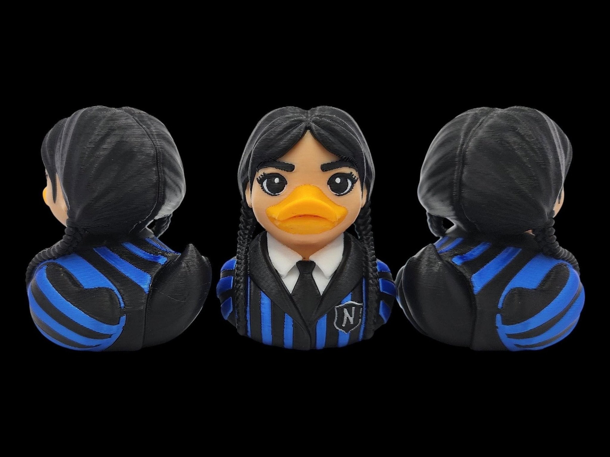 Wednesday Duck Figure, Gothic School Girl Design 3D Printed Collectible - JM Designs