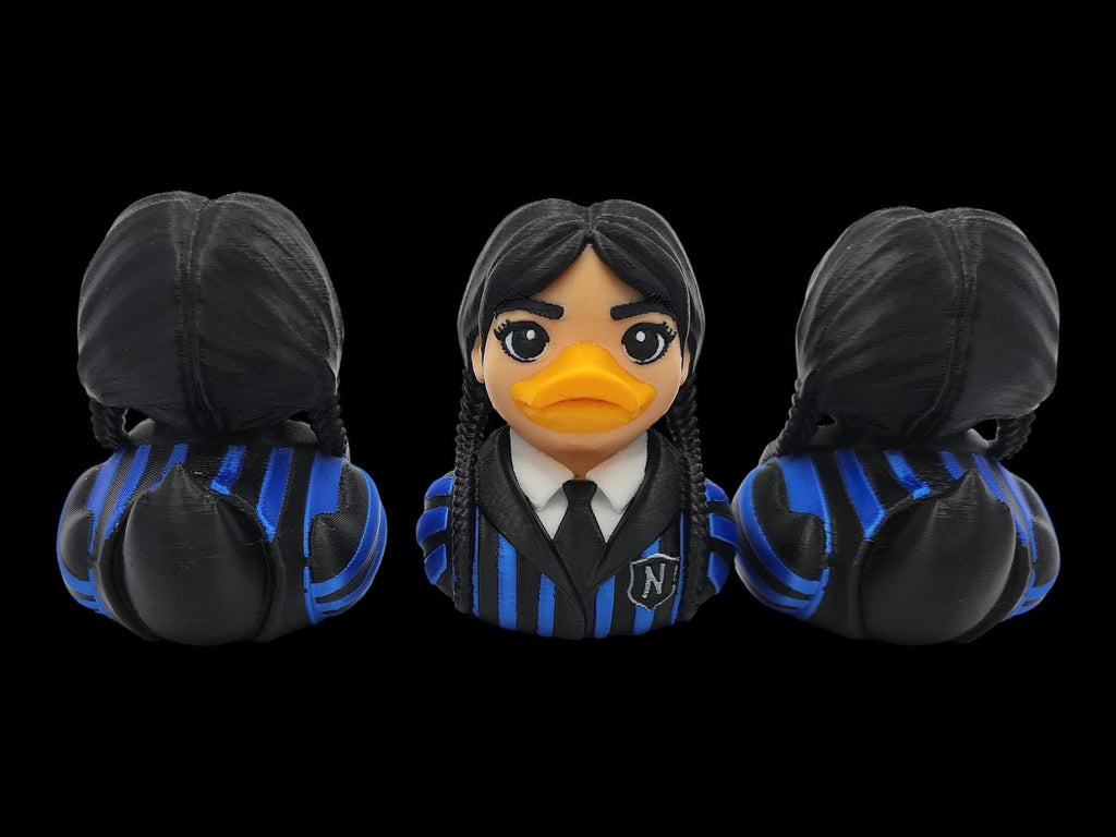 Wednesday Duck Figure, Gothic School Girl Design 3D Printed Collectible - JM Designs