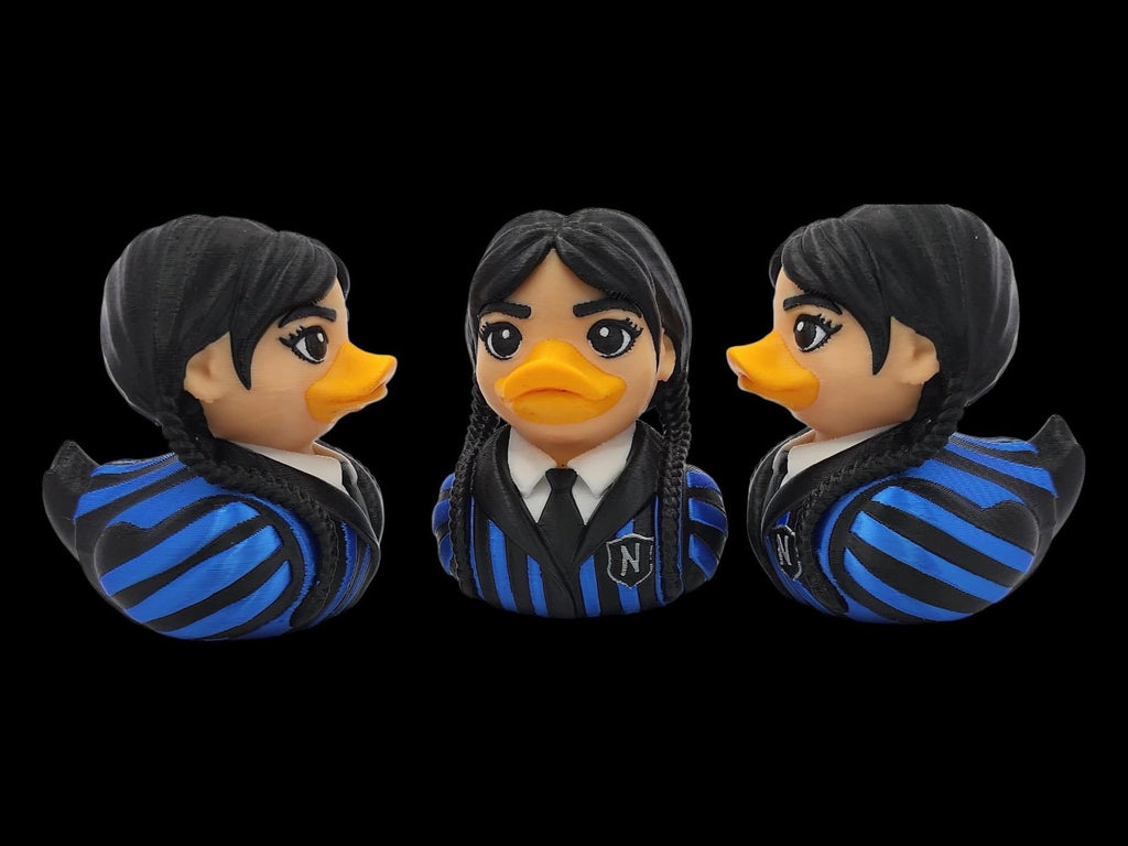 Wednesday Duck Figure, Gothic School Girl Design 3D Printed Collectible - JM Designs