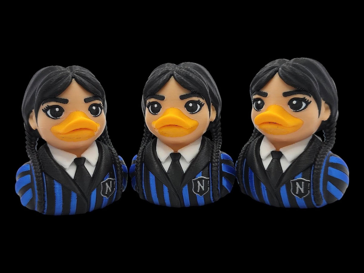 Wednesday Duck Figure, Gothic School Girl Design 3D Printed Collectible - JM Designs