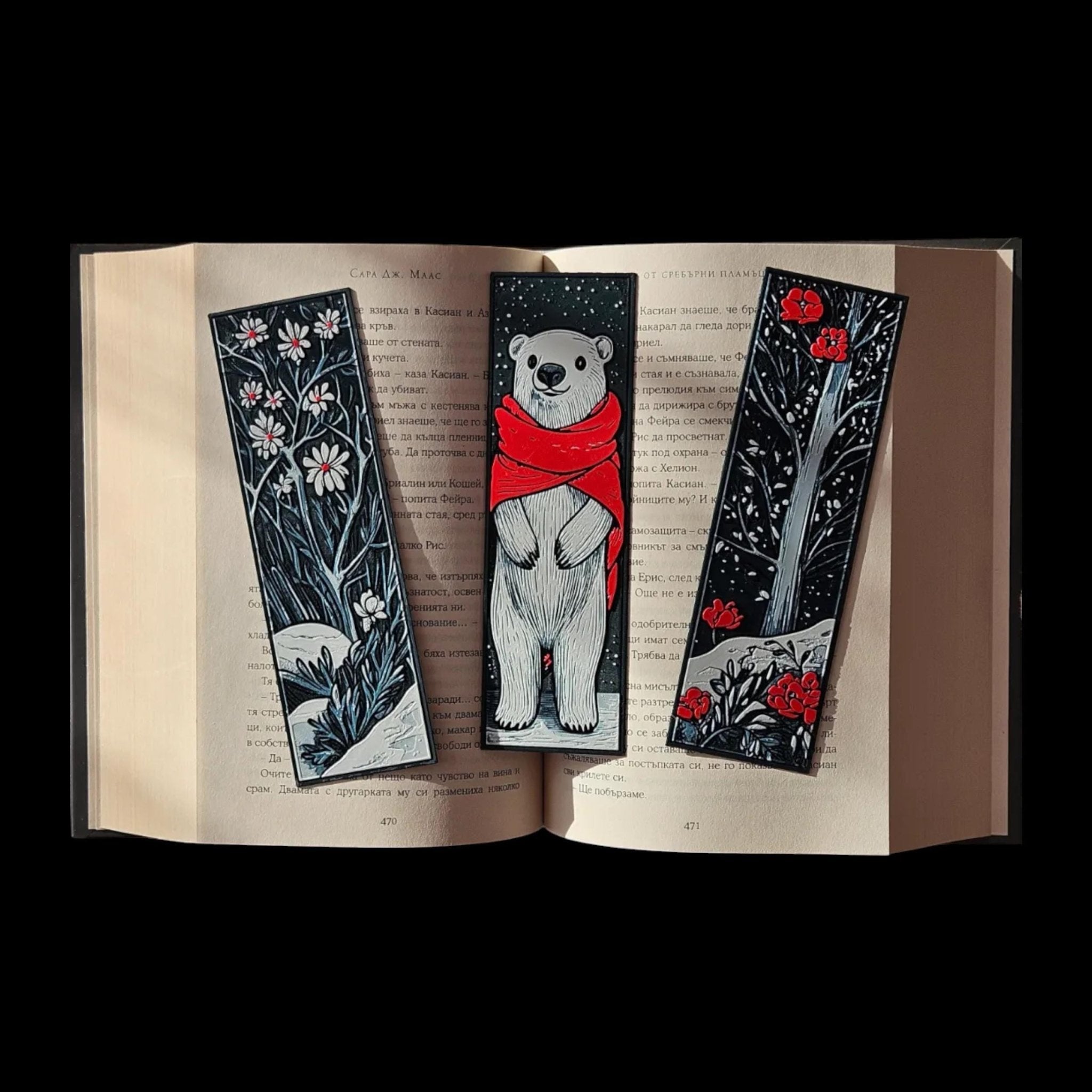 Winter Bookmark Set with Polar Bear Design, Eco-Friendly 3D Printed Page Markers - JM Designs